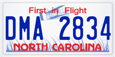 NC license plate DMA2834