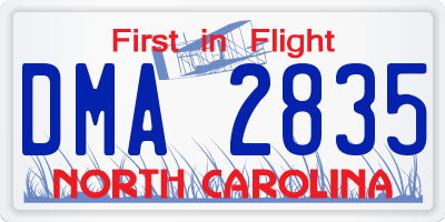 NC license plate DMA2835