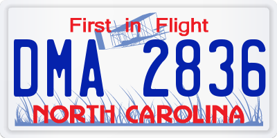 NC license plate DMA2836