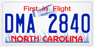NC license plate DMA2840