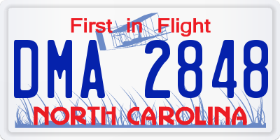 NC license plate DMA2848