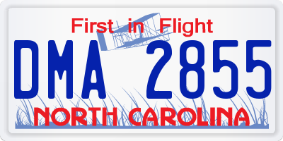 NC license plate DMA2855