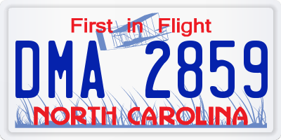 NC license plate DMA2859