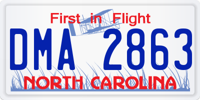 NC license plate DMA2863