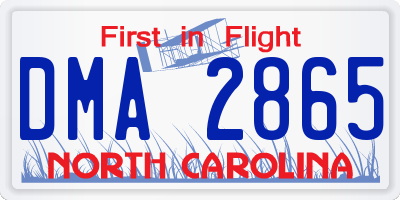 NC license plate DMA2865