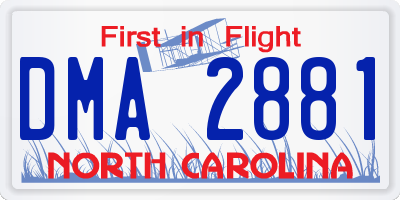 NC license plate DMA2881