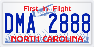 NC license plate DMA2888