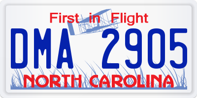 NC license plate DMA2905