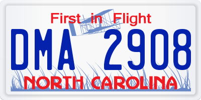 NC license plate DMA2908