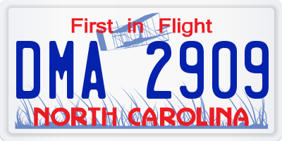 NC license plate DMA2909