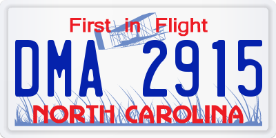 NC license plate DMA2915