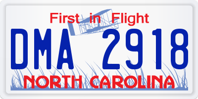 NC license plate DMA2918