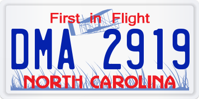 NC license plate DMA2919