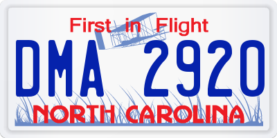 NC license plate DMA2920
