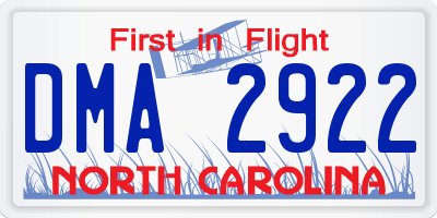 NC license plate DMA2922