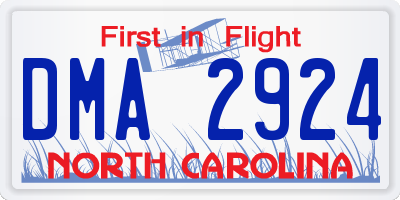 NC license plate DMA2924