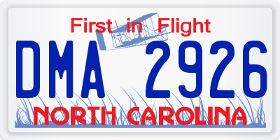 NC license plate DMA2926