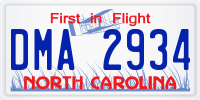NC license plate DMA2934