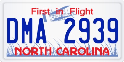 NC license plate DMA2939