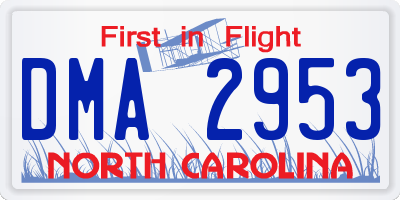 NC license plate DMA2953