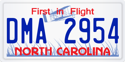 NC license plate DMA2954