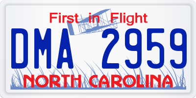 NC license plate DMA2959