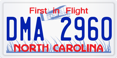 NC license plate DMA2960