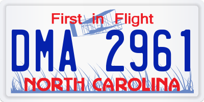 NC license plate DMA2961