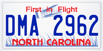 NC license plate DMA2962