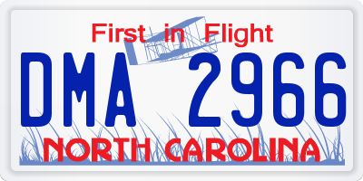 NC license plate DMA2966