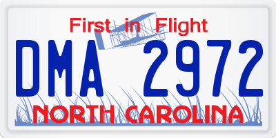 NC license plate DMA2972