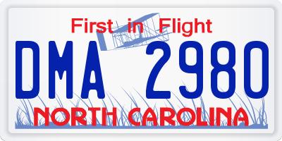 NC license plate DMA2980