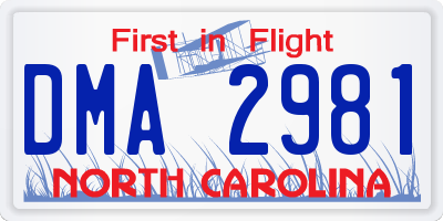 NC license plate DMA2981