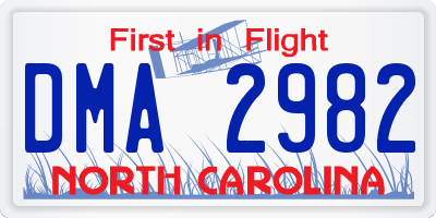 NC license plate DMA2982