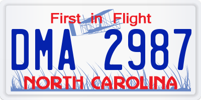 NC license plate DMA2987