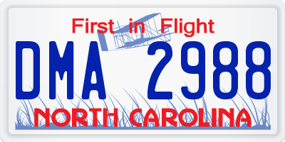 NC license plate DMA2988