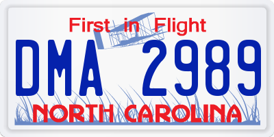 NC license plate DMA2989