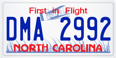 NC license plate DMA2992