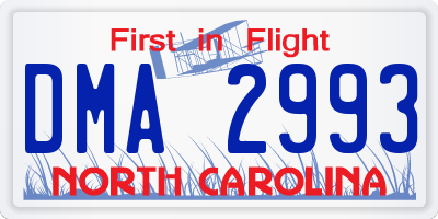 NC license plate DMA2993