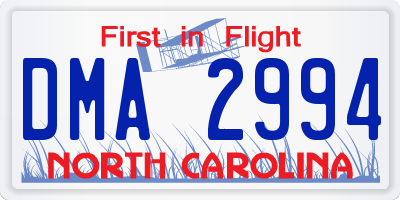NC license plate DMA2994