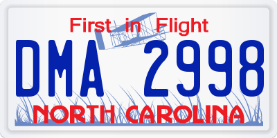 NC license plate DMA2998