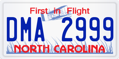 NC license plate DMA2999