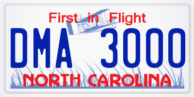 NC license plate DMA3000