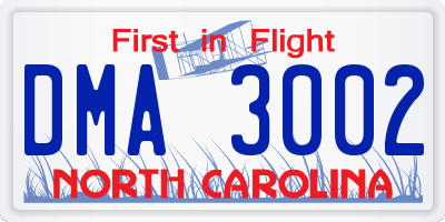 NC license plate DMA3002