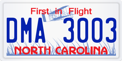 NC license plate DMA3003