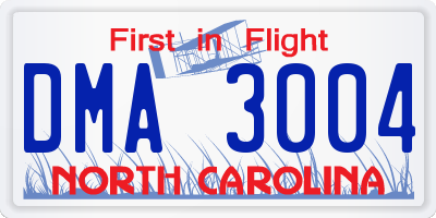 NC license plate DMA3004