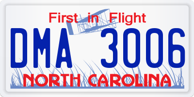 NC license plate DMA3006