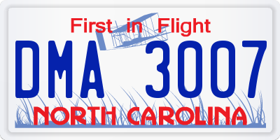 NC license plate DMA3007