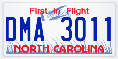NC license plate DMA3011