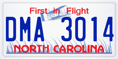 NC license plate DMA3014